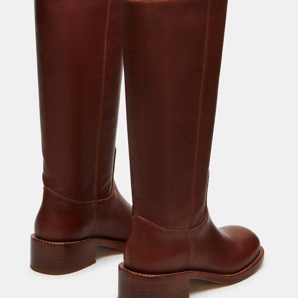 New Womens sz 7 Steve Madden RIGGS RUST LEATHER BOOTS square shoe fashion - Picture 4 of 6